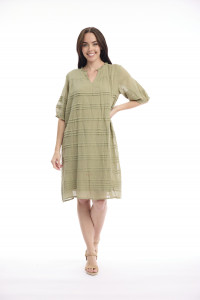 Cotton Gauze Dress Pleated