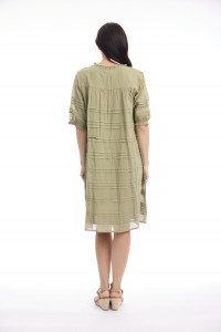 Cotton Gauze Dress Pleated