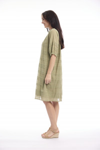 Cotton Gauze Dress Pleated