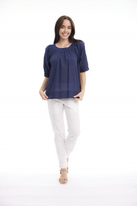 Cotton Slub Top Boat Neck
