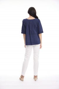 Cotton Slub Top Boat Neck