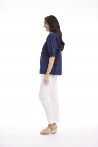 Cotton Slub Top Boat Neck