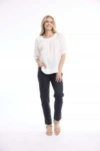Cotton Slub Top Boat Neck