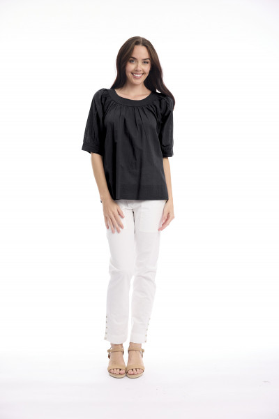 Cotton Slub Top Boat Neck