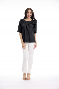 Cotton Slub Top Boat Neck