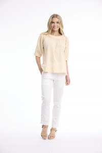 Cotton Slub Top Boat Neck