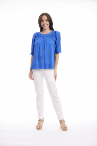 Cotton Slub Top Boat Neck