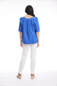 Cotton Slub Top Boat Neck