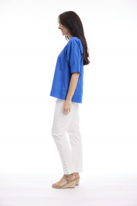 Cotton Slub Top Boat Neck