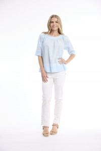 Cotton Slub Top Boat Neck