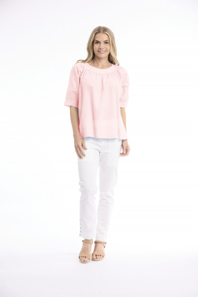 Cotton Slub Top Boat Neck