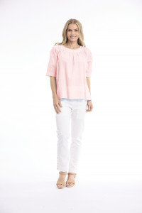 Cotton Slub Top Boat Neck