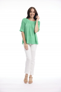 Cotton Slub Top Boat Neck