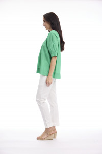 Cotton Slub Top Boat Neck