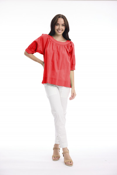 Cotton Slub Top Boat Neck