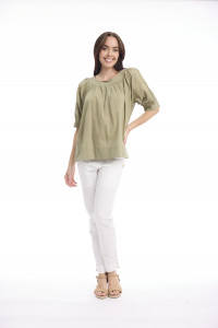 Cotton Slub Top Boat Neck
