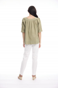Cotton Slub Top Boat Neck