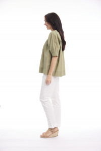 Cotton Slub Top Boat Neck