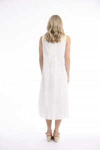 Cotton Slub Dress Maxi Pleated