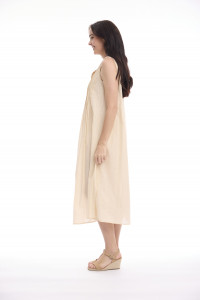 Cotton Slub Dress Maxi Pleated
