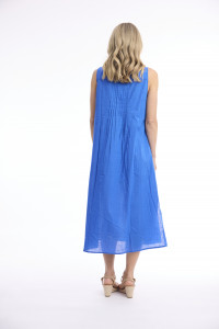 Cotton Slub Dress Maxi Pleated