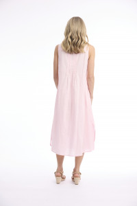 Cotton Slub Dress Maxi Pleated