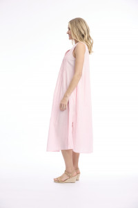 Cotton Slub Dress Maxi Pleated