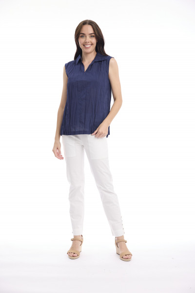 Cotton Slub Top Cap Sleeve