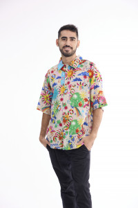 Men Shirt Short Sleeve Collar