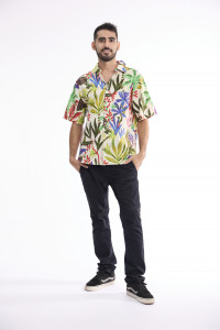 Men Shirt Short Sleeve Collar