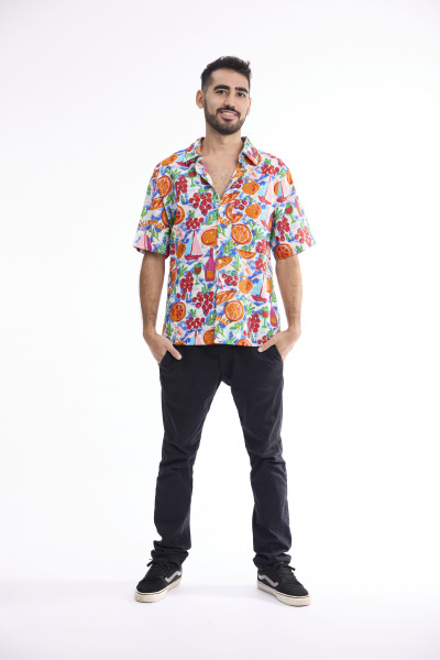 Men Shirt Short Sleeve Collar
