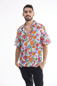 Men Shirt Short Sleeve Collar