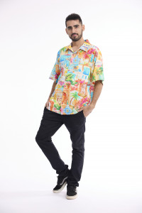 Men Shirt Short Sleeve Collar
