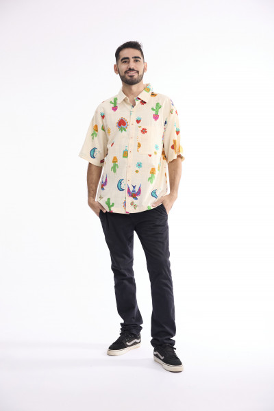 Men Shirt Short Sleeve Collar
