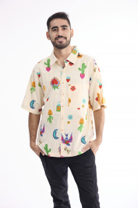 Men Shirt Short Sleeve Collar