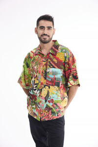 Men Shirt Short Sleeve Collar