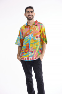 Men Shirt Short Sleeve Collar