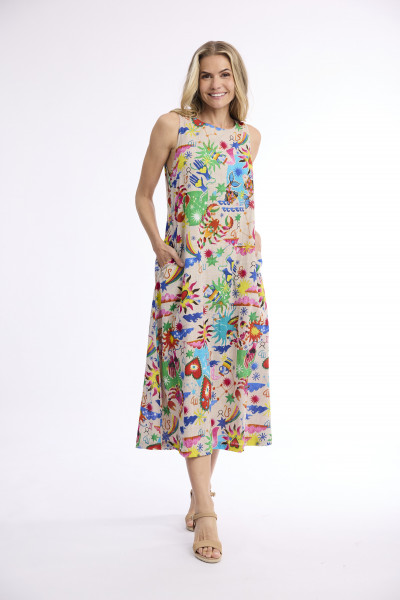 Camellias Dress Midi Sleeveless