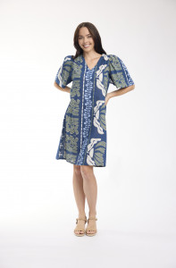 Liberte Blue Dress Puff Sleeve