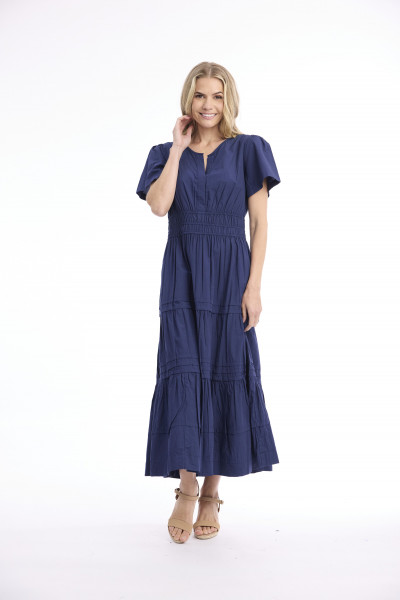 Poplin Dress Maxi Short Sleeve