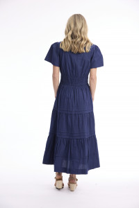 Poplin Dress Maxi Short Sleeve