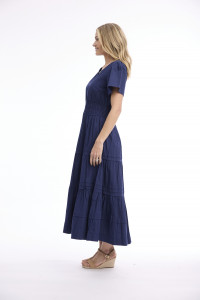 Poplin Dress Maxi Short Sleeve
