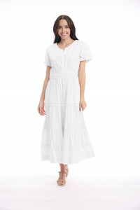 Poplin Dress Maxi Short Sleeve