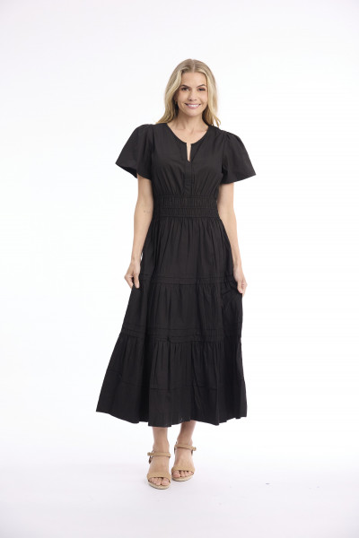 Poplin Dress Maxi Short Sleeve