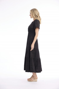 Poplin Dress Maxi Short Sleeve