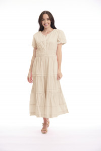 Poplin Dress Maxi Short Sleeve