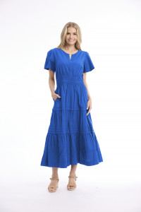 Poplin Dress Maxi Short Sleeve