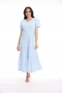 Poplin Dress Maxi Short Sleeve