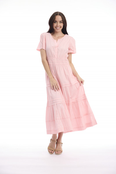 Poplin Dress Maxi Short Sleeve