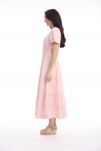 Poplin Dress Maxi Short Sleeve